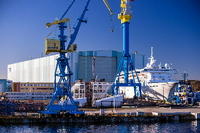 Die MV Werften in Wismar. Weitere Betriebe befinden sich in Stralsund und Rostock.