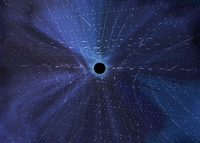 Raumzeit und schwarzes Loch. Einstein legte die Grundlage für den hier am Computer simulierten Effekt.