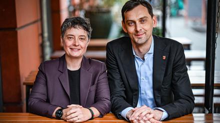 Nicola Böcker-Giannini und Martin Hikel sollen nach dem Willen der Berliner SPD-Mitglieder gemeinsam den Landesvorsitz übernehmen.