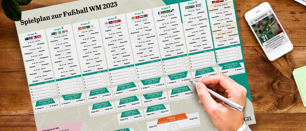 WM-Spielplan 2023 als PDF zum Ausdrucken – Alle Spielzeiten der Fußball-Weltmeisterschaft der Frauen.