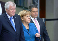 Die drei Parteichefs Seehofer, Merkel und Gabriel