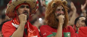 Trauernde Fans anlässlich der Niederlage der marokkanischen „Atlaslöwen“