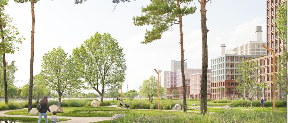 Freier Uferweg und viel Grün: So soll die „Spreeküste“ nach Entwürfen des Architekturbüros O&O Baukunst aussehen 