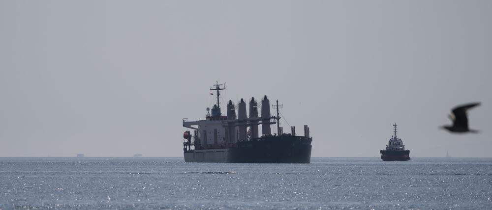 Ein mit Getreide beladenes Frachtschiff in der Türkei.