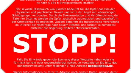 Stopp-Schilder für Kinderpornos im Internet