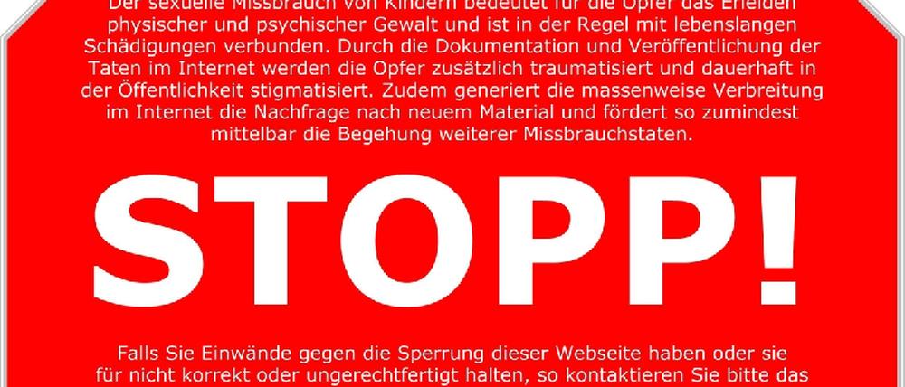 Stopp-Schilder für Kinderpornos im Internet