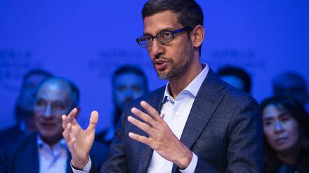Sundar Pichai, Chef von Google und Alphabet, spricht bei einer Sitzung während des Weltwirtschaftsforums (WEF).