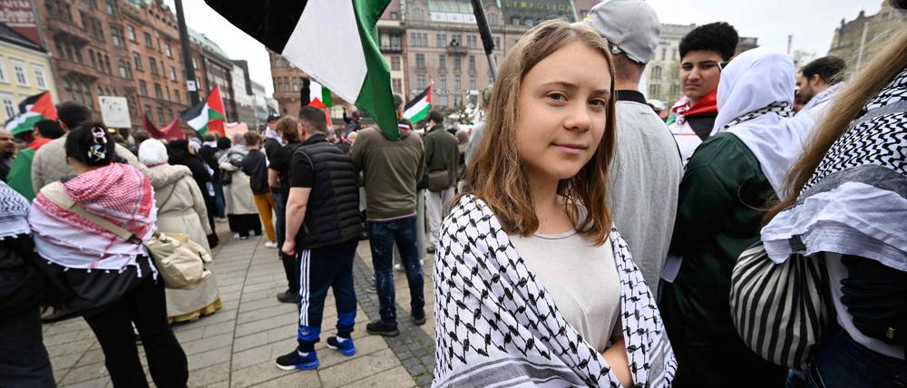 Greta Thunberg bei einer propalästinensischen Demo in Malmö am 9. Mai.