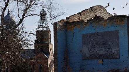 Eine zerstörte Kirche nahe Lyman