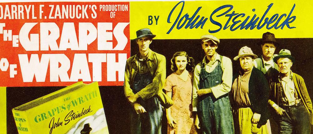 „The Grapes of Wrath“, Filmplakat für den 1940 erschienen Film mit Henry Fonda als Tom Joad  in der Hauptrolle.