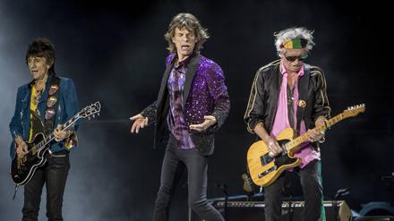 Ron Wood, Mick Jagger und Keith Richards aka The Rolling Stones in Roskilde 2014.  
