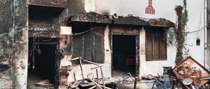 Ausgebrannte Kirche in Faisalabad, nach Attacke von muslimischen Männern.