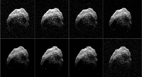 Aufnahmen des Asteroiden 2015 TB145 binnen einer knappen Viertelstunde zeigen die Rotationsbewegung des zu diesem Zeitpunkt etwa 700000 Kilometer von der Erde entfernten Himmelskörpers.
