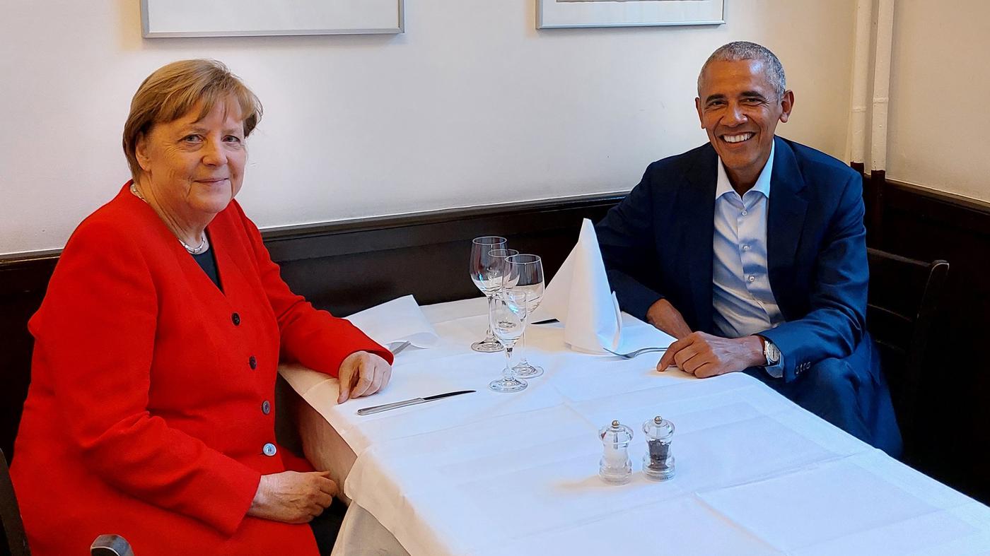 Steinbutt und Spinatsalat zum Dinner Obama und Merkel speisen im