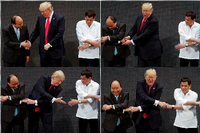 Verworren: US-Präsident Trump hat Mühe beim symbolischen Asean-Handschlag
