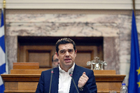 Alexis Tsipras in der Sitzung mit seinen Kabinettsmitgliedern