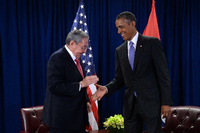Immerhin ist die Einigung mit Kuba ein Erfolg: Barack Obama und der kubanische Präsident Raul Castro auf der UN-Vollversammlung am Dienstag.