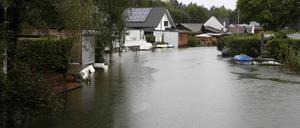 Überflutungen in Viktring bei Klagenfurt in Kärnten. 