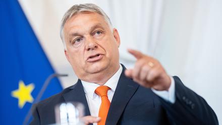 Viktor Orban, Ministerpräsident von Ungarn, spricht in Wien. 