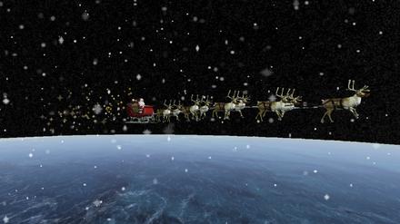 Dieses von NORAD zur Verfügung gestellte Bild zeigt den Santa Tracker von NORAD. Wie alle Jahre wieder ist die amerikanische Flugabwehr auch in diesem Jahr wieder dem Weihnachtsmann auf der Spur. Kinder und Erwachsene können seit Sonntagmorgen (Ortszeit) die Reise von Santa Claus verfolgen. 