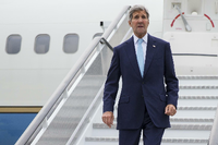 US-Außenminister John Kerry bei seiner Ankunft in London am Freitag. Dort äußerte er sich über die Ziele der USA gegen den IS.