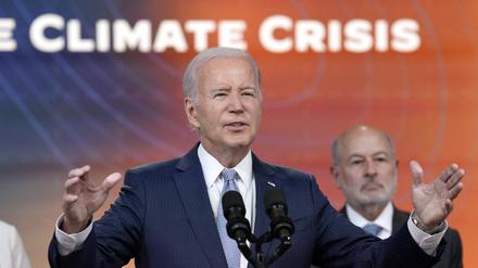 Joe Biden verkündet am 27. Juli 2023 in Washington Maßnahmen zum Schutz der Bevölkerung vor extremer Hitze.