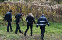 Polizisten suchen bei Endingen in den Weinbergen nach Beweisen im Mordfall einer 27-jährigen Joggerin.
