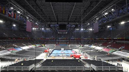 Größte Handball-Arena der Welt. Die Halle in Düsseldorf vor dem Start.