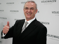 Martin Winterkorn, Vorstandsvorsitzender der Volkswagen AG (l.) und VW-Finanzvorstand Hans Dieter Pötsch (aufgenommen 2014).