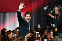 Jubelnder Wahlsieger: Justin Trudeau, Premierminister von Kanada