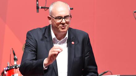 Bremens Bürgermeister Andreas Bovenschulte (SPD) spricht auf der Wahlkampfveranstaltung der SPD Bremen.