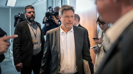 Robert Habeck (M, Bündnis 90/Die Grünen), Bundesminister für Wirtschaft und Klimaschutz, kommt zur Sitzung des Wirtschafts- und Energieausschuss des Bundestags.