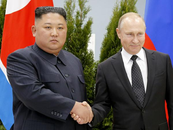 Kim Jong Un und Wladimir Putin bei einem Treffen im Jahr 2019.