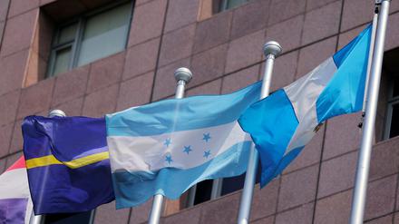 Flags of Honduras and other countries flutter at the Diplomatic Quarter, which houses the Honduras embassy among others, in Taipei, Taiwan March 15, 2023. REUTERS/Annabelle Chih