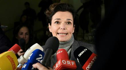 Pamela Rendi-Wagner, Vorsitzende der SPÖ, spricht im Rahmen der Landtagswahlen im österreichischen Bundesland Kärnten in der Landesregierung.