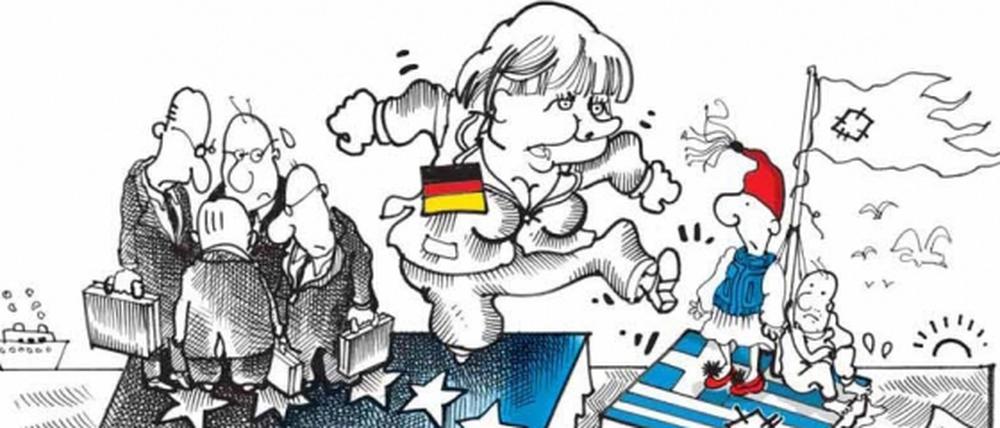Eiserne Lady: So sieht Plantu Merkels Agieren in der Euro-Krise.