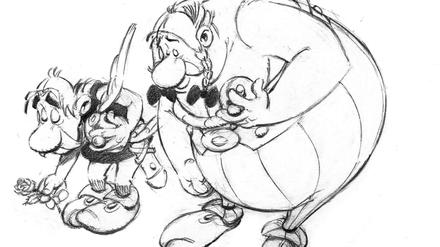 Abschied. Diese Uderzo-Zeichnung veröffentlichte der Asterix-Verlag am Dienstag.