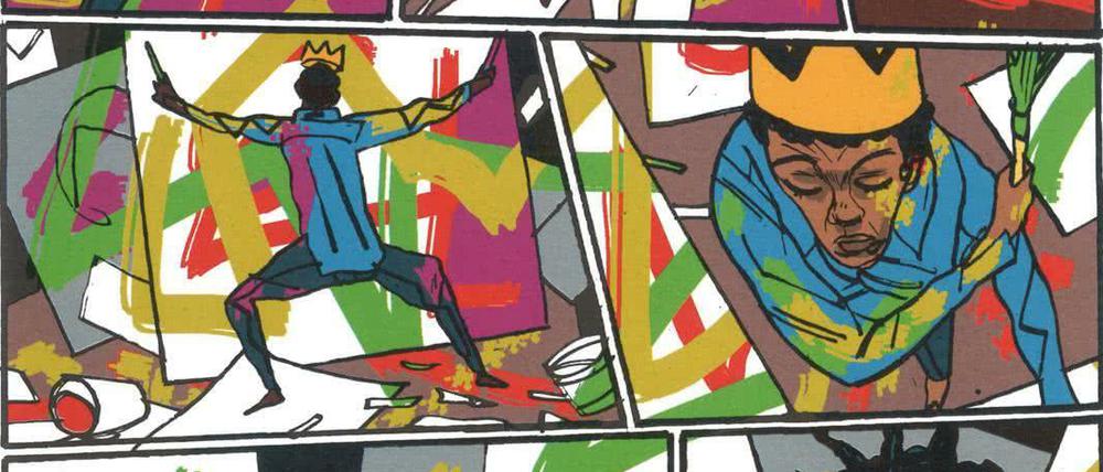 Comic-Kunst: Eine Seite aus „Basquiat“.