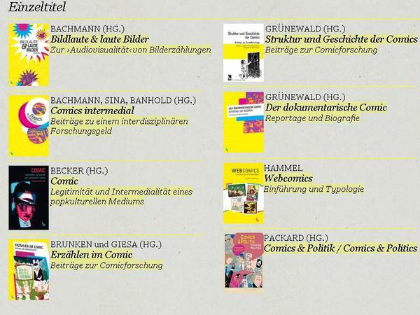 Comics als Wissenschaft: Eine Auswahl der Titel auf der Website des Bachmann-Verlages.