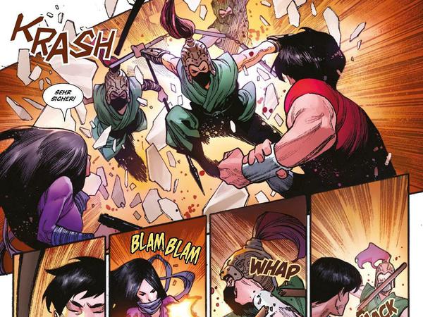Shang-Chi und Leiko Wu in Aktion: Eine Kampfsequenz aus dem Sammelband „Shang-Chi: Tödlicher Drache“.
