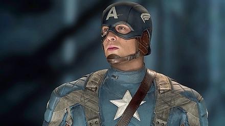 Kinoheld. Chris Evans verkörpert Captain America auf der Leinwand.