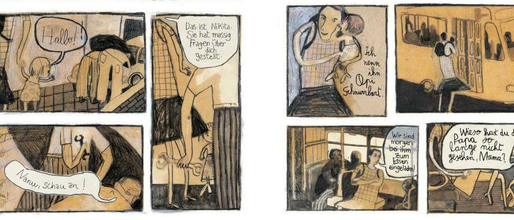 Kunst-Comic: Eine Doppelseite aus Dominique Goblets „so tun als ob heißt lügen“.