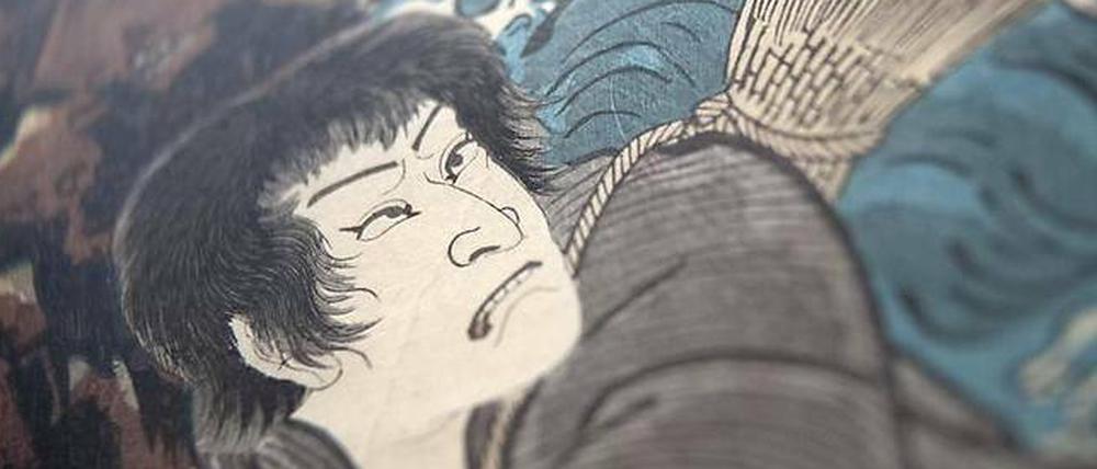 Manga-Pionier: Detail einer Zeichnung des Holschnitzkünstlers Katsushika Hokusai (1760-1848).