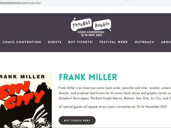 Überholt: Auf der Website des Thought-Bubble-Festivals wurde Miller am Donnerstag noch als Stargast geführt.