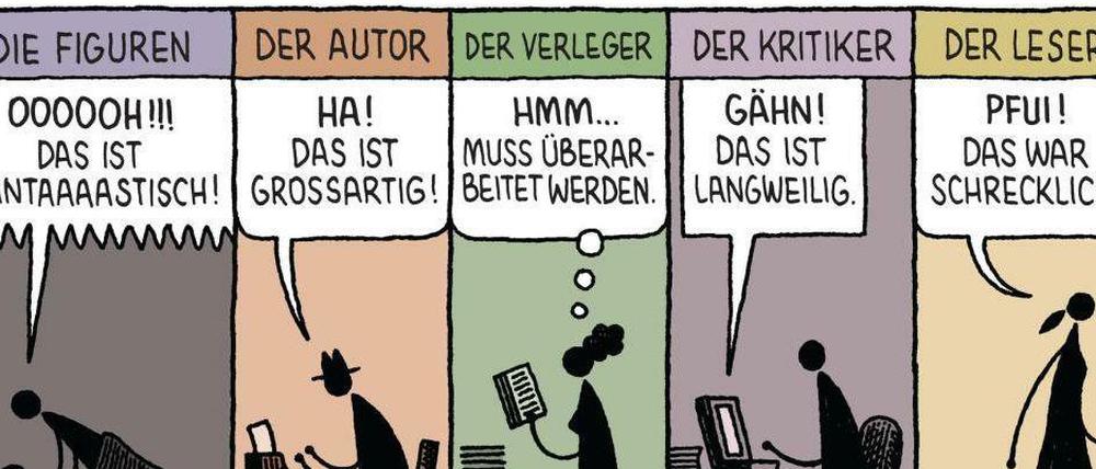 Trockener Humor: Ein Strip aus „Kochen mit Kafka“ (für Komplettansicht auf das rote Plus-Symbol drücken).