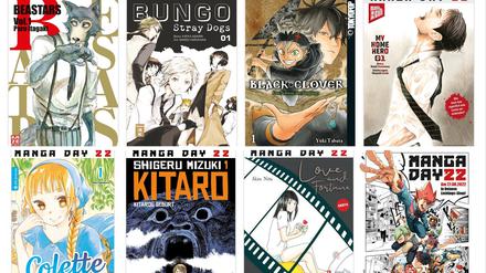 25 Titel werden am Manga Day verschenkt, hier einige der Covermotive.