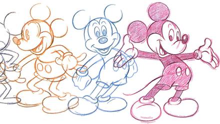 Fließende Linien. Eine Sequenz aus dem Jubiläumsband der Egmont Comic Collection "90 Jahre Micky Maus".