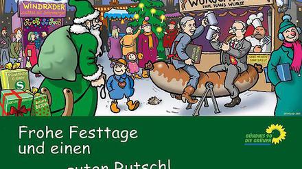 Die diesjährige Weihnachtskarte der Grünen, gestaltet von Gerhard Seyfried.