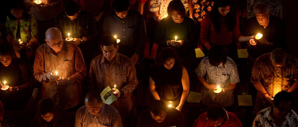 Gemeinsam beten. Heiligabend in Jakarta, 2018.