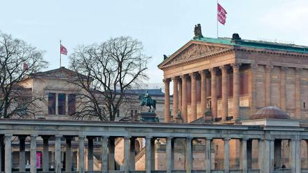Geballte Kultur. Blick auf die Alte Nationalgalerie, das Neue Museum und die Kolonnaden.